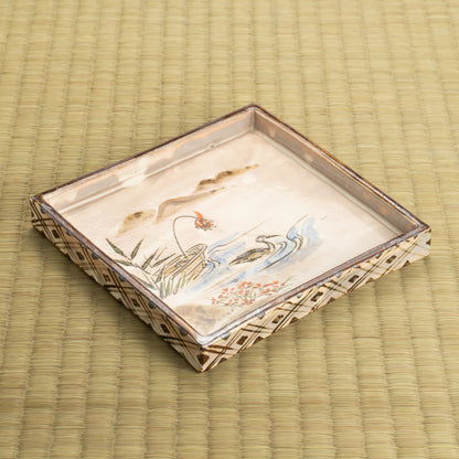 【清水焼】角皿　乾山写「常夏に鵜」　俊山窯 KOTOPOTTER