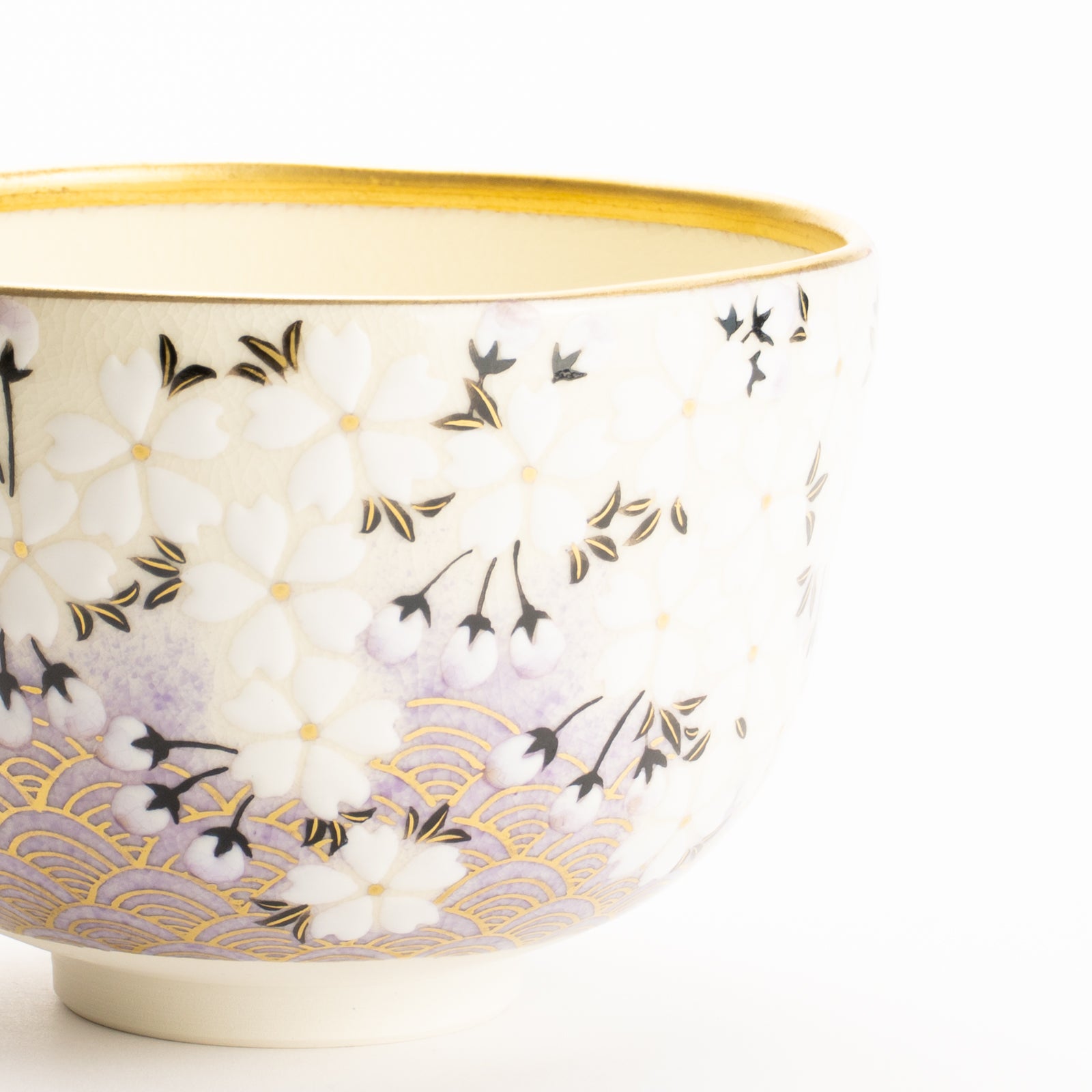 抹茶碗　桜に青海波　陶楽 KOTOPOTTER