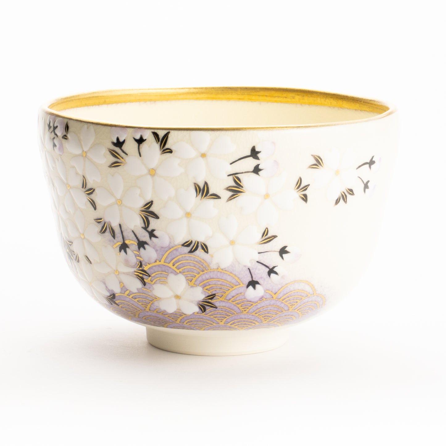 抹茶碗　桜に青海波　陶楽 KOTOPOTTER