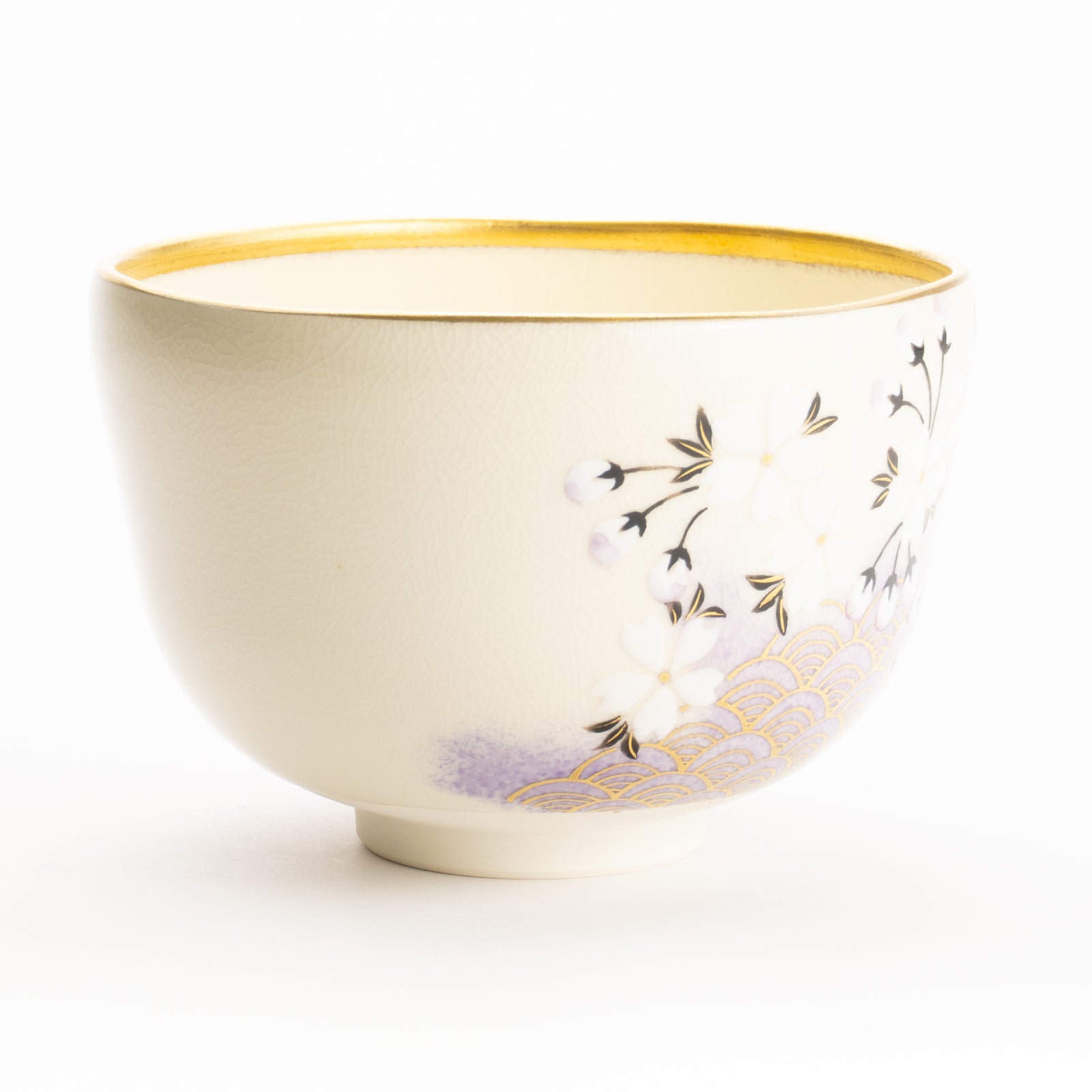 抹茶碗　桜に青海波　陶楽 KOTOPOTTER
