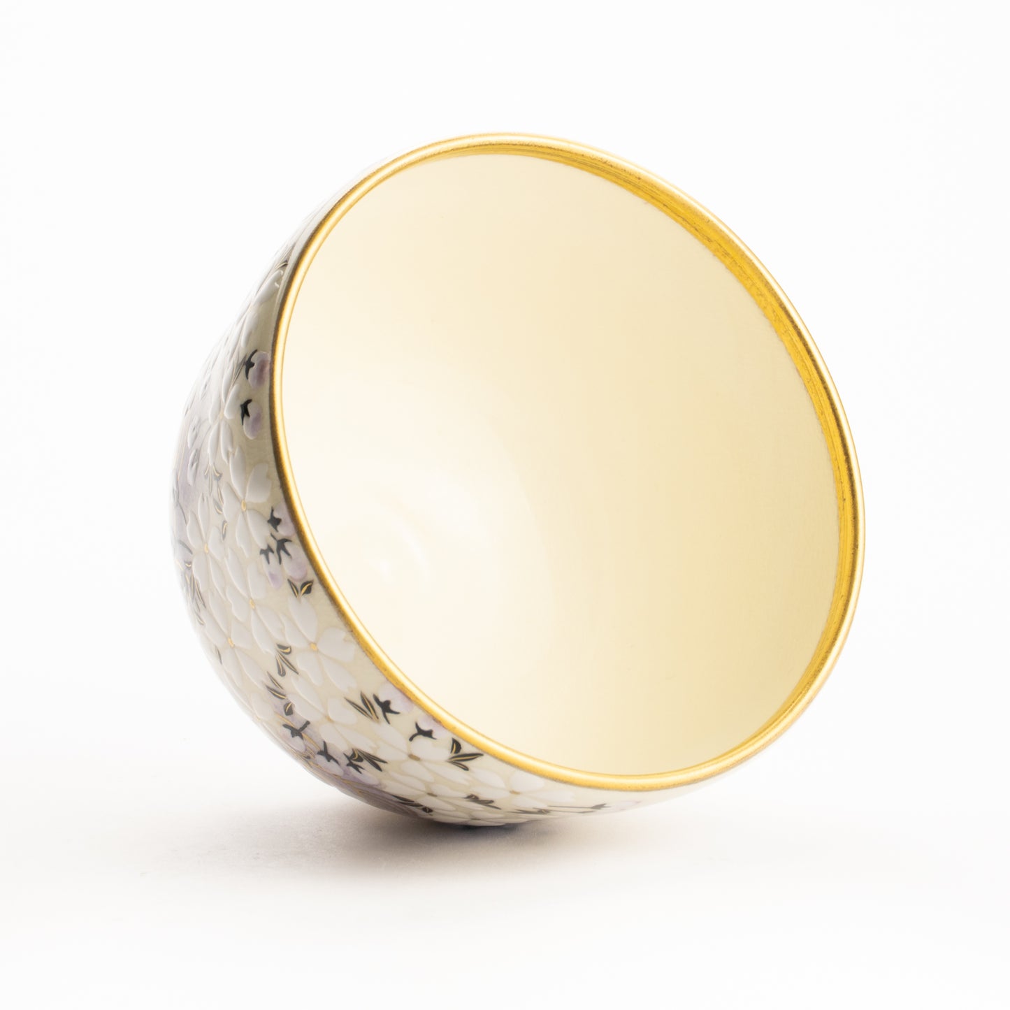 抹茶碗　桜に青海波　陶楽 KOTOPOTTER