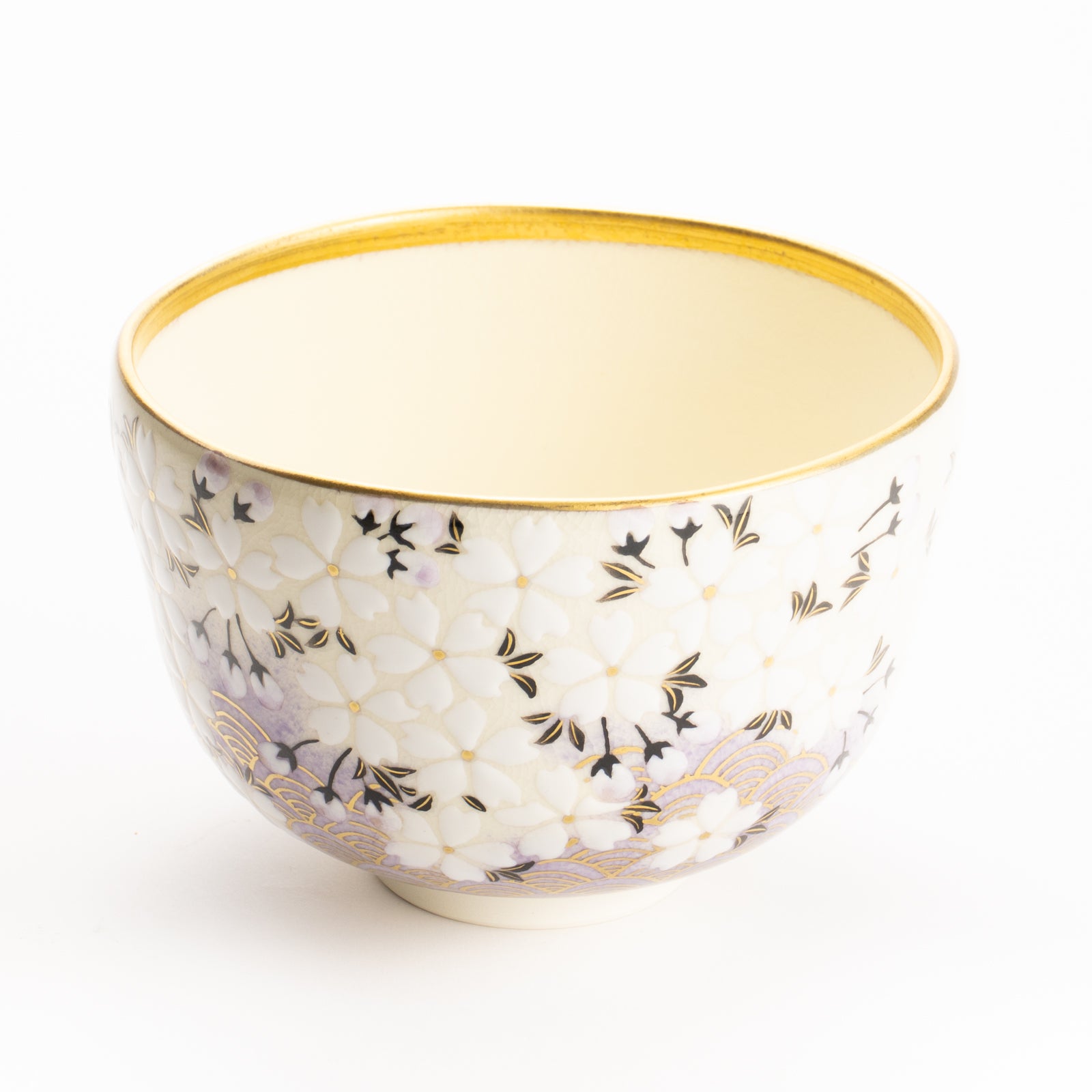 抹茶碗　桜に青海波　陶楽 KOTOPOTTER