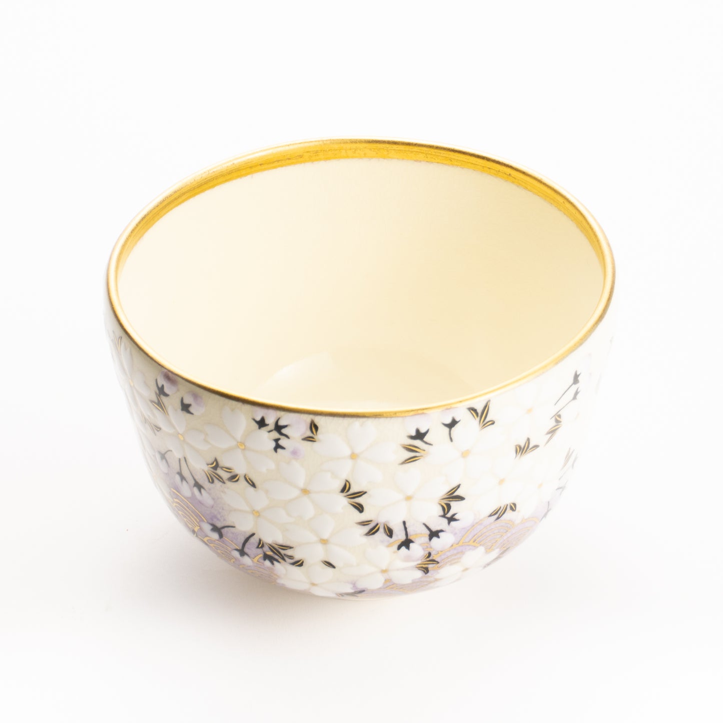 抹茶碗　桜に青海波　陶楽 KOTOPOTTER