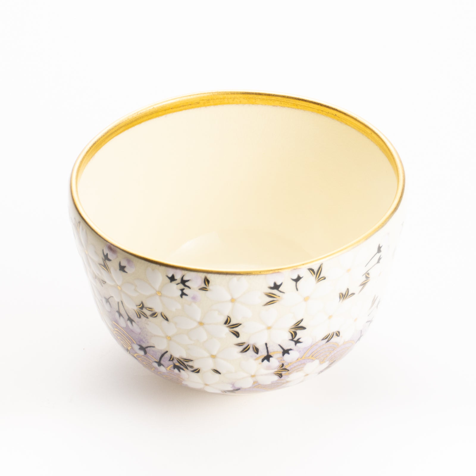 抹茶碗　桜に青海波　陶楽 KOTOPOTTER