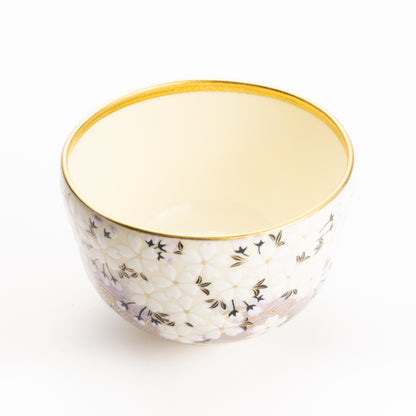 抹茶碗　桜に青海波　陶楽 KOTOPOTTER