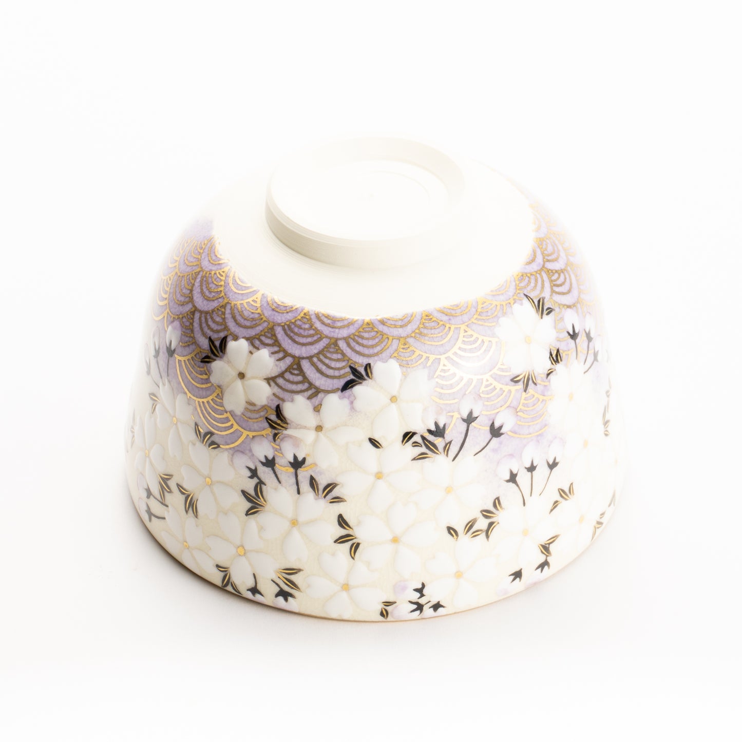 抹茶碗　桜に青海波　陶楽 KOTOPOTTER