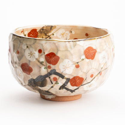 抹茶碗　紅白梅図　俊山窯 KOTOPOTTER