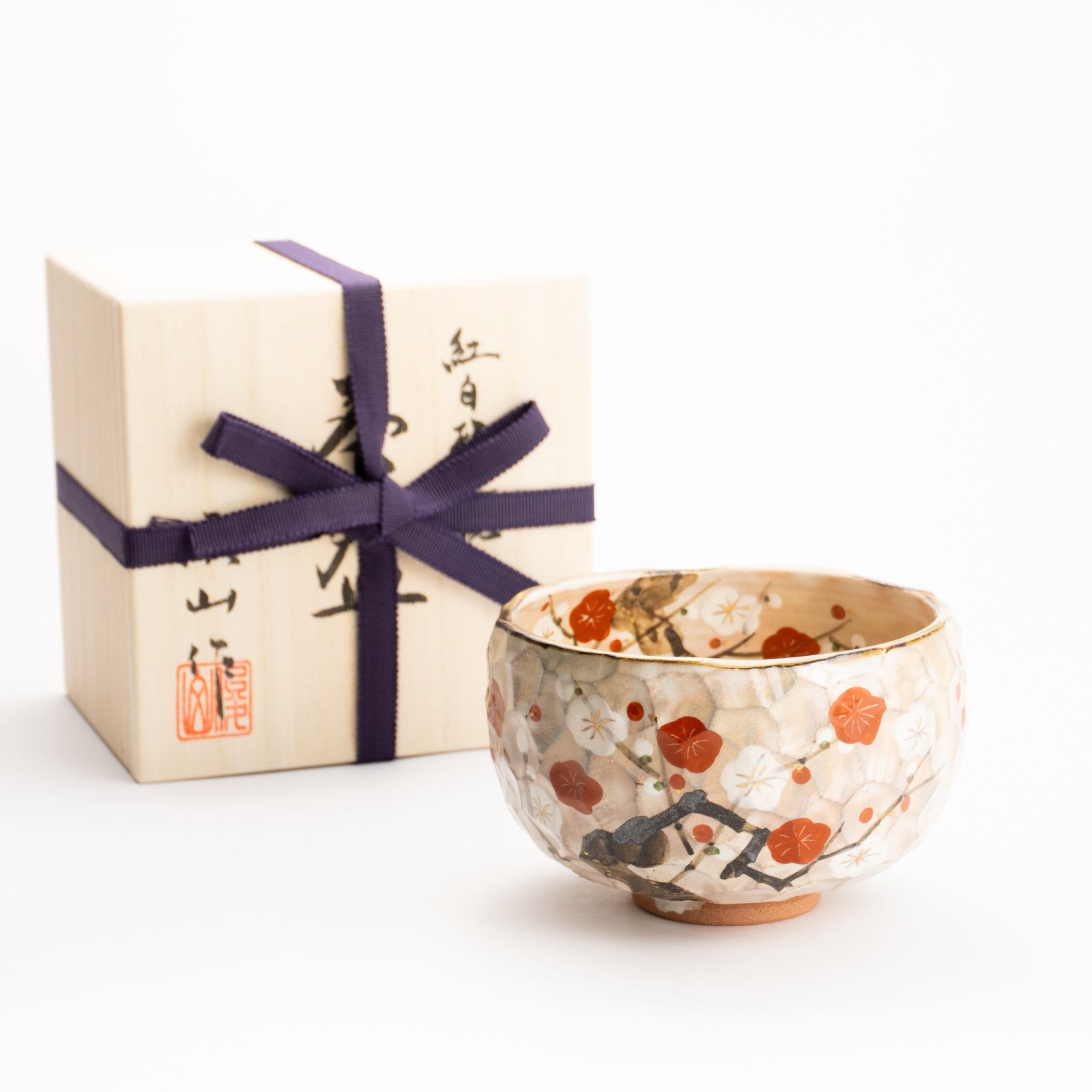 京都清水烧抹茶碗红白梅图｜俊山窑｜KOTOPOTTER
