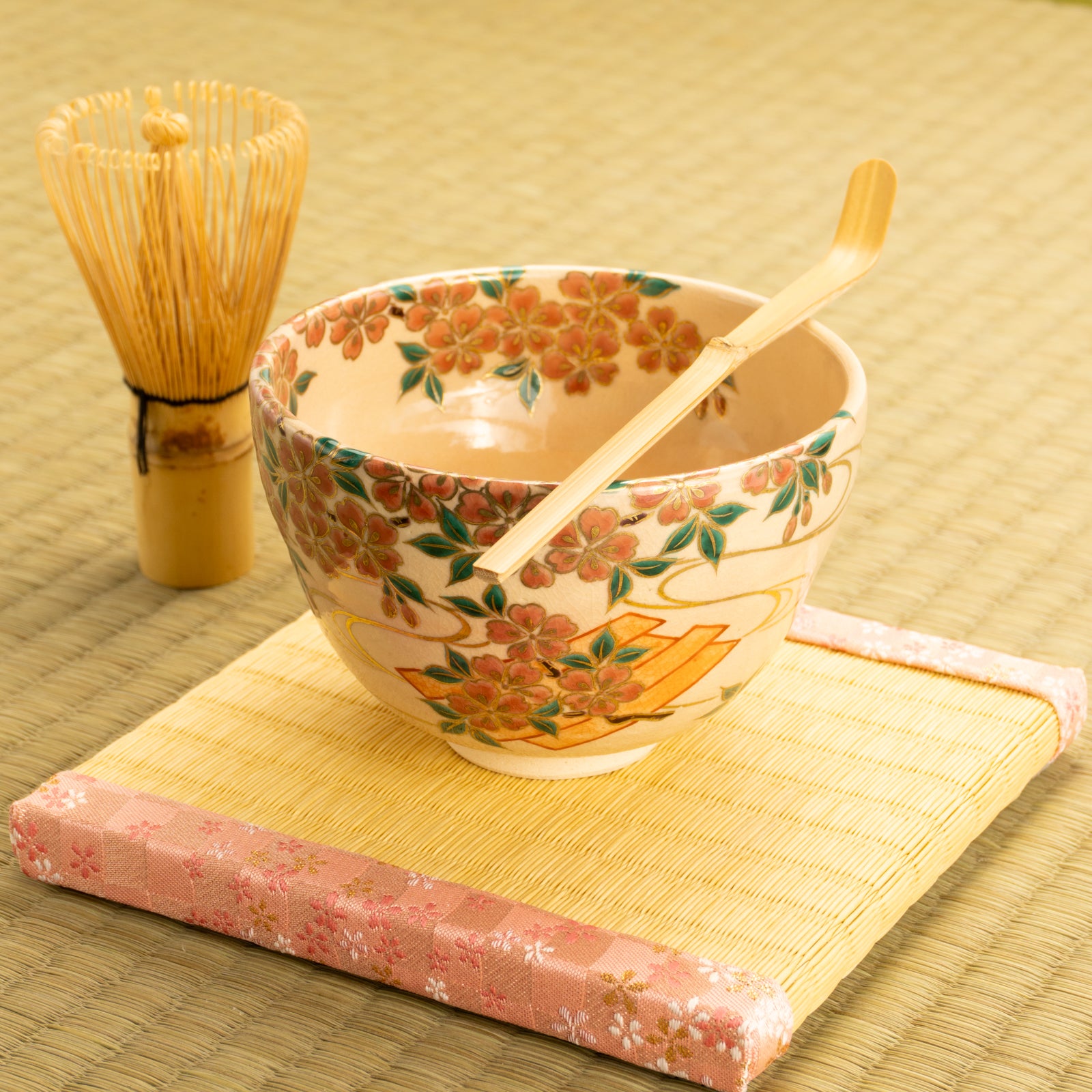 京都 清水焼】抹茶碗 桜