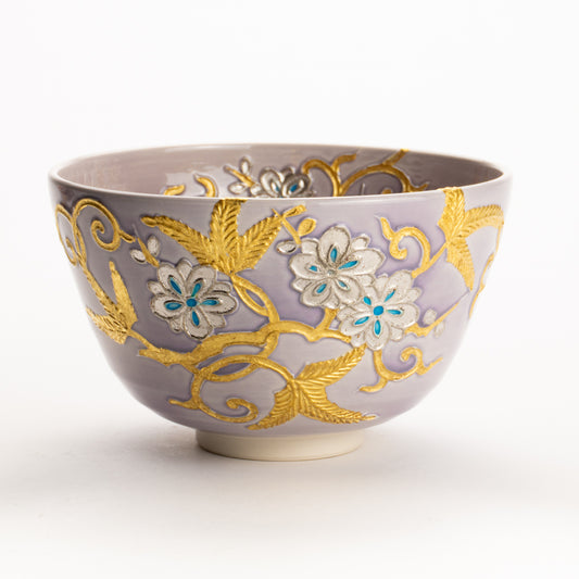 Matcha bowl -Arabesque gold&platinum by Ichinyo KOTOPOTTER