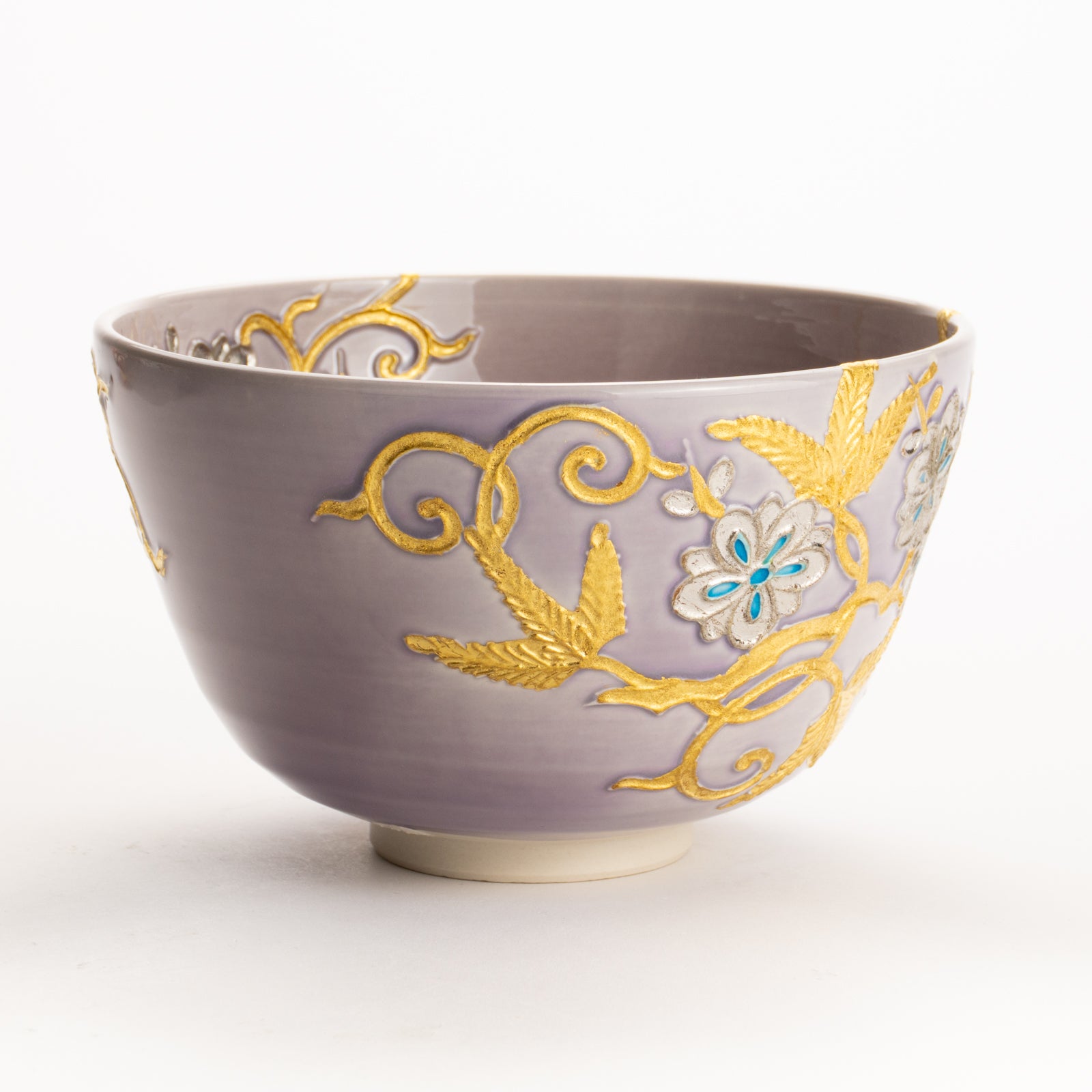 Matcha bowl -Arabesque gold&platinum by Ichinyo KOTOPOTTER