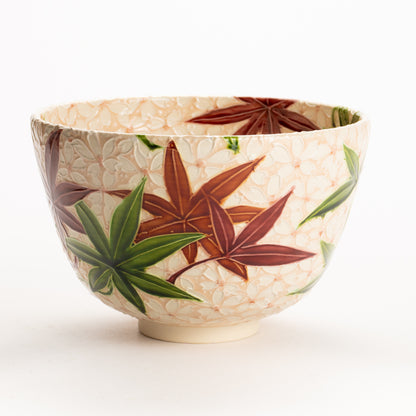 Matcha bowl -"雲錦"Autmn leaves & Sakura  by Ichinyo KOTOPOTTER