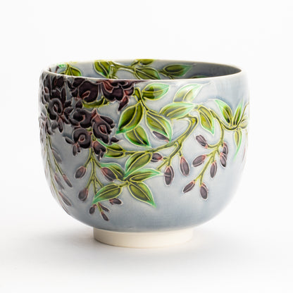 抹茶碗　淡紫交趾 藤　一如 KOTOPOTTER