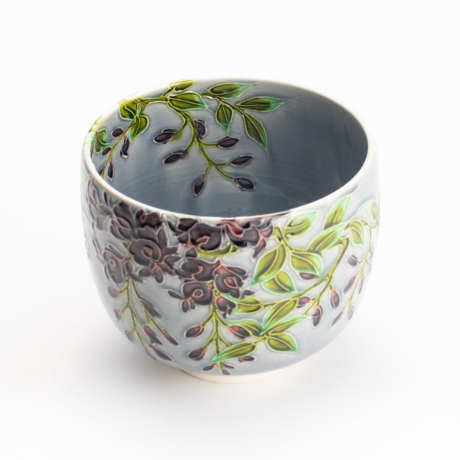 抹茶碗　淡紫交趾 藤　一如 KOTOPOTTER