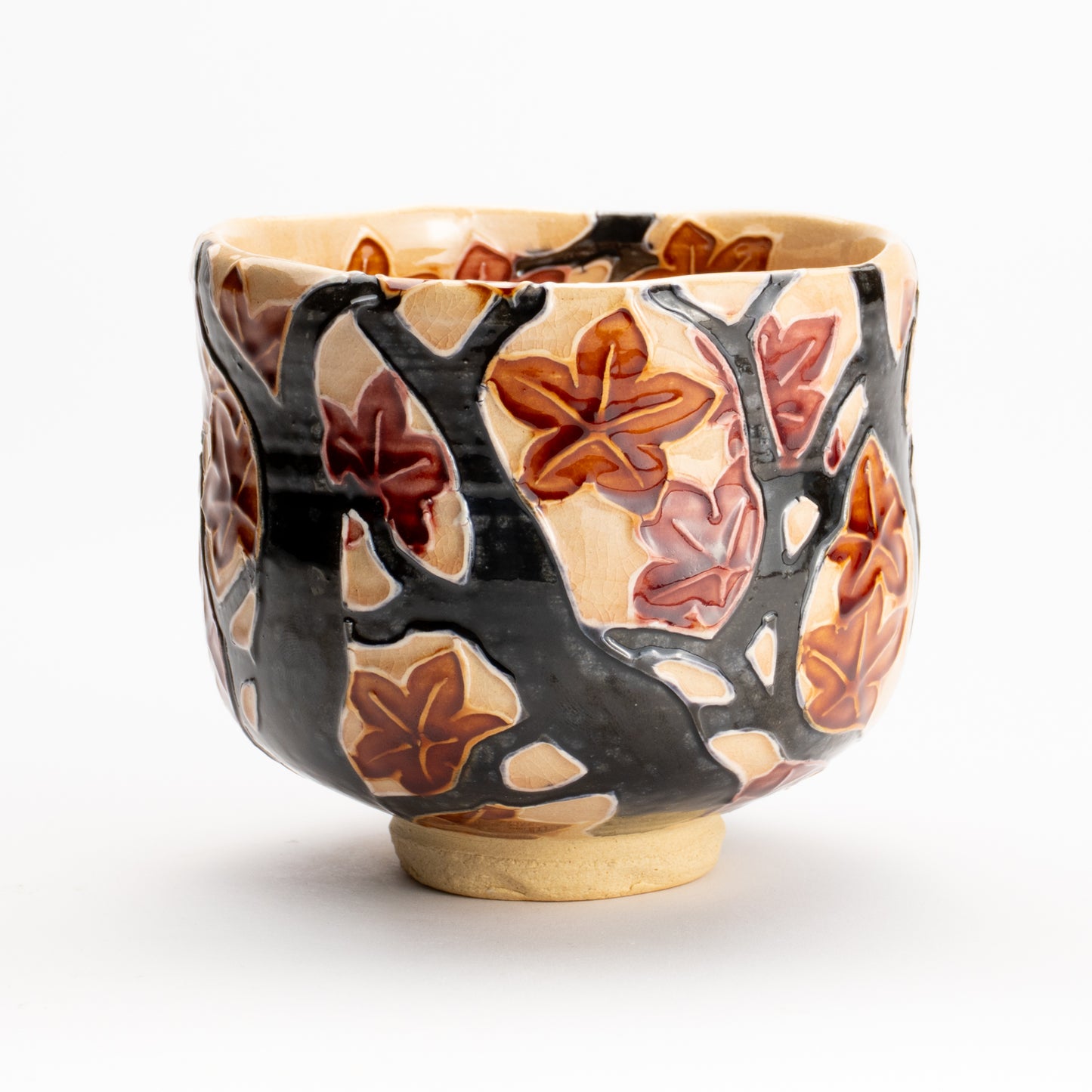 抹茶碗　桃交趾 紅葉之図　一如 KOTOPOTTER