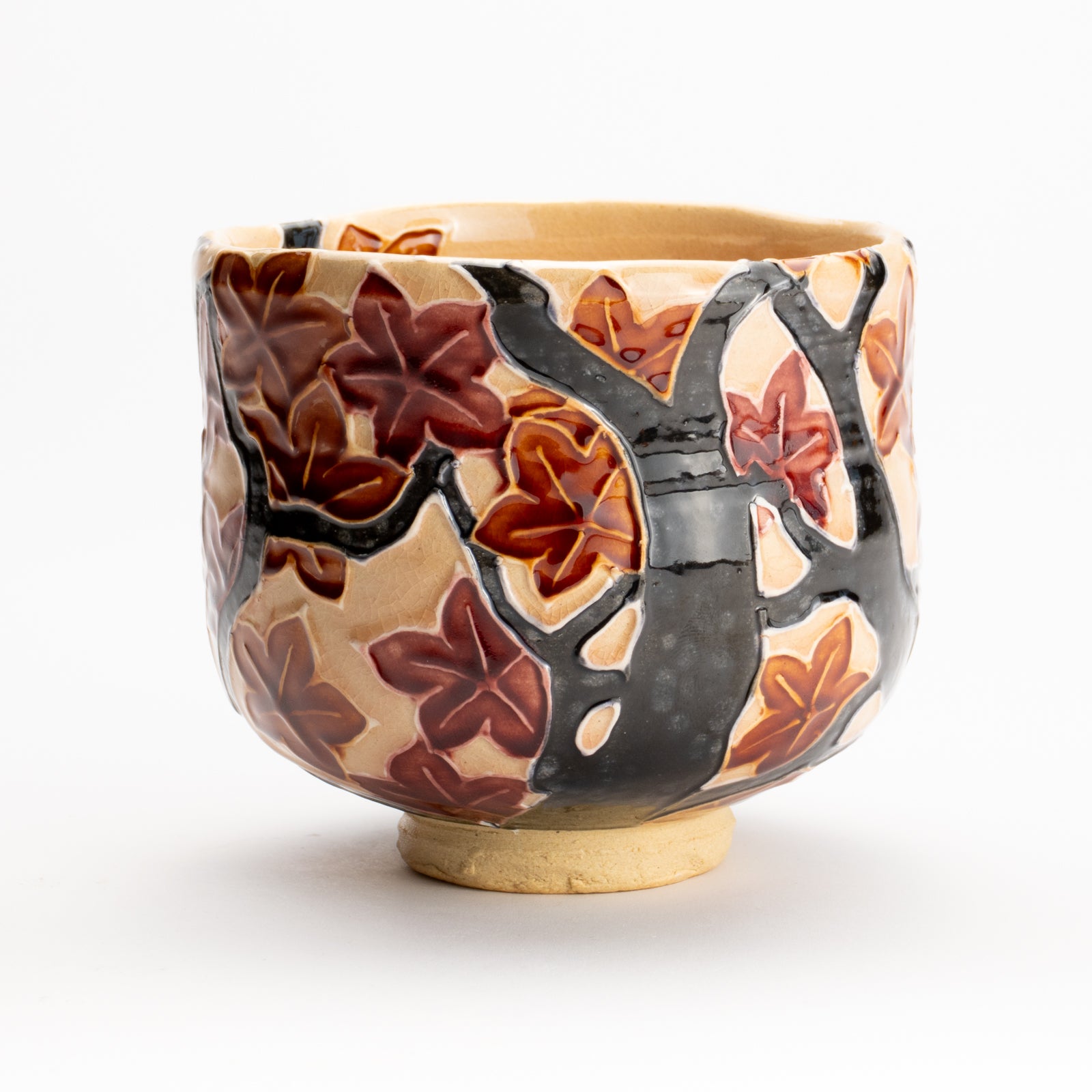 抹茶碗　桃交趾 紅葉之図　一如 KOTOPOTTER