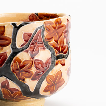 抹茶碗　桃交趾 紅葉之図　一如 KOTOPOTTER