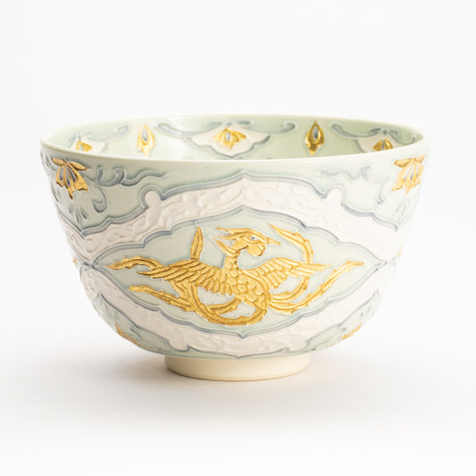 抹茶碗　交趾金箔彩 鳳凰　一如 KOTOPOTTER