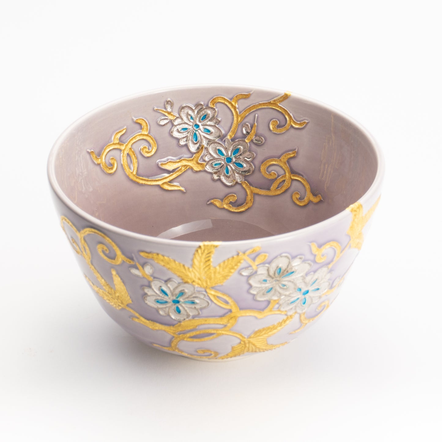 抹茶碗　紫交趾 唐草文様　一如 KOTOPOTTER