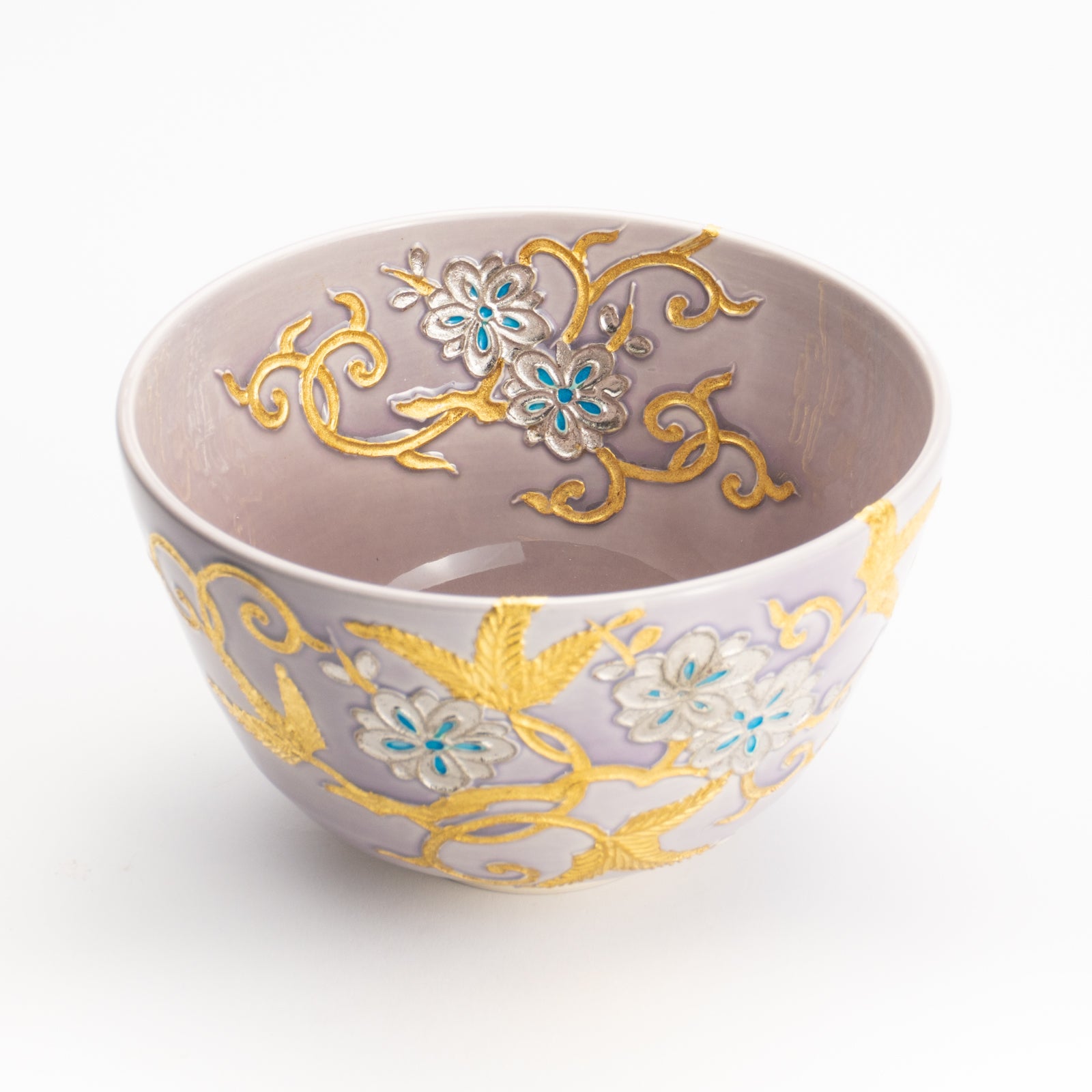 抹茶碗　紫交趾 唐草文様　一如 KOTOPOTTER