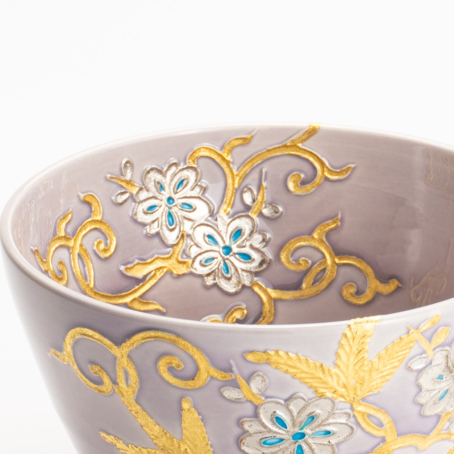 抹茶碗　紫交趾 唐草文様　一如 KOTOPOTTER