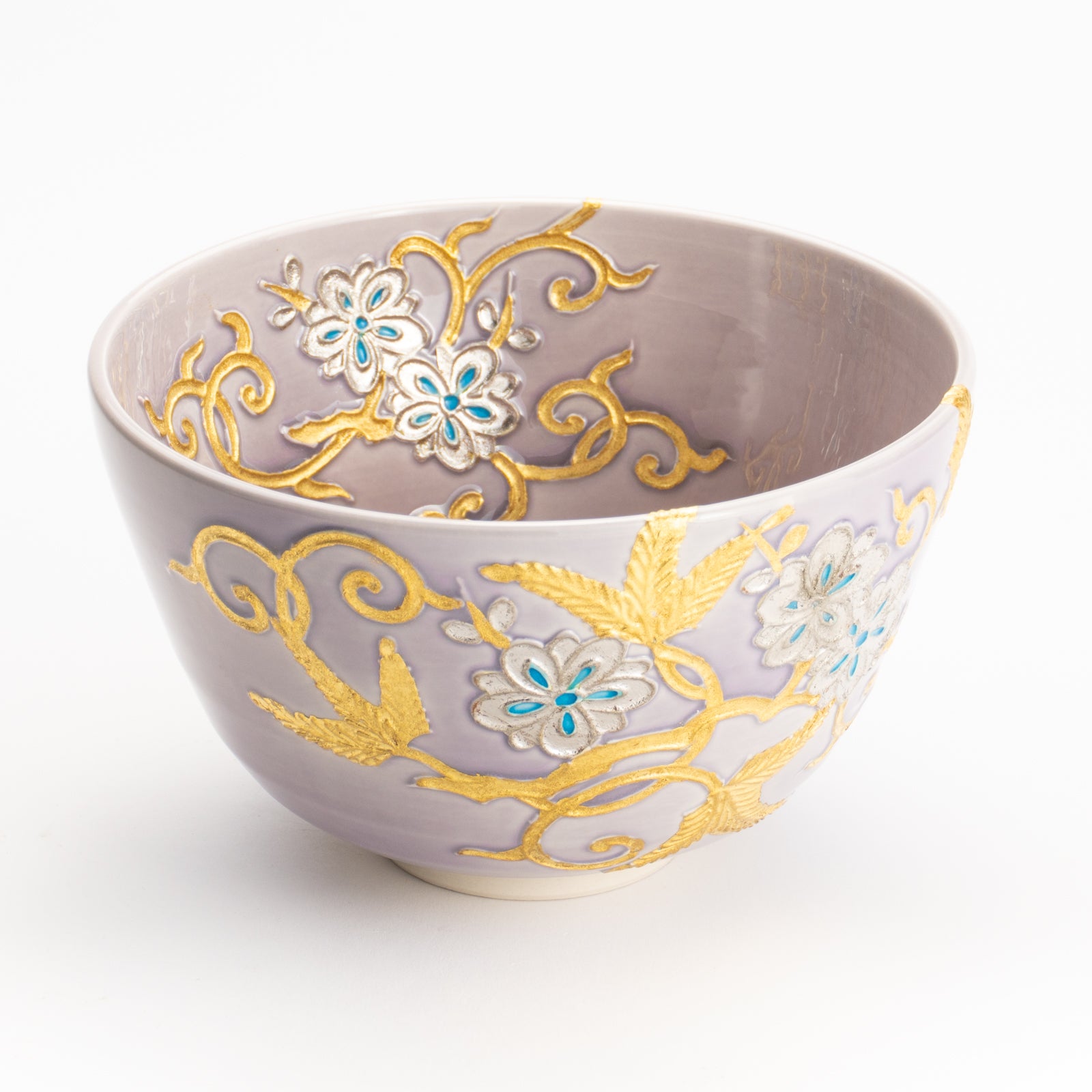 抹茶碗　紫交趾 唐草文様　一如 KOTOPOTTER