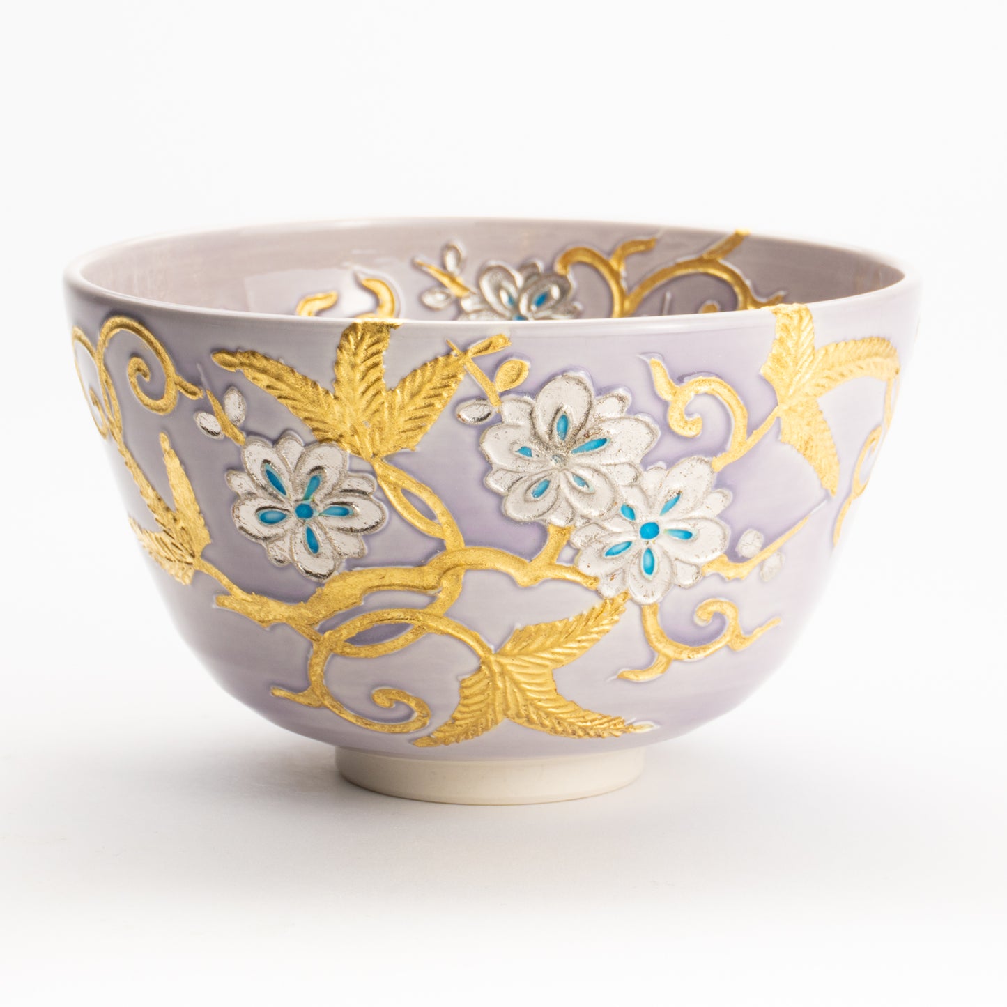 抹茶碗　紫交趾 唐草文様　一如 KOTOPOTTER