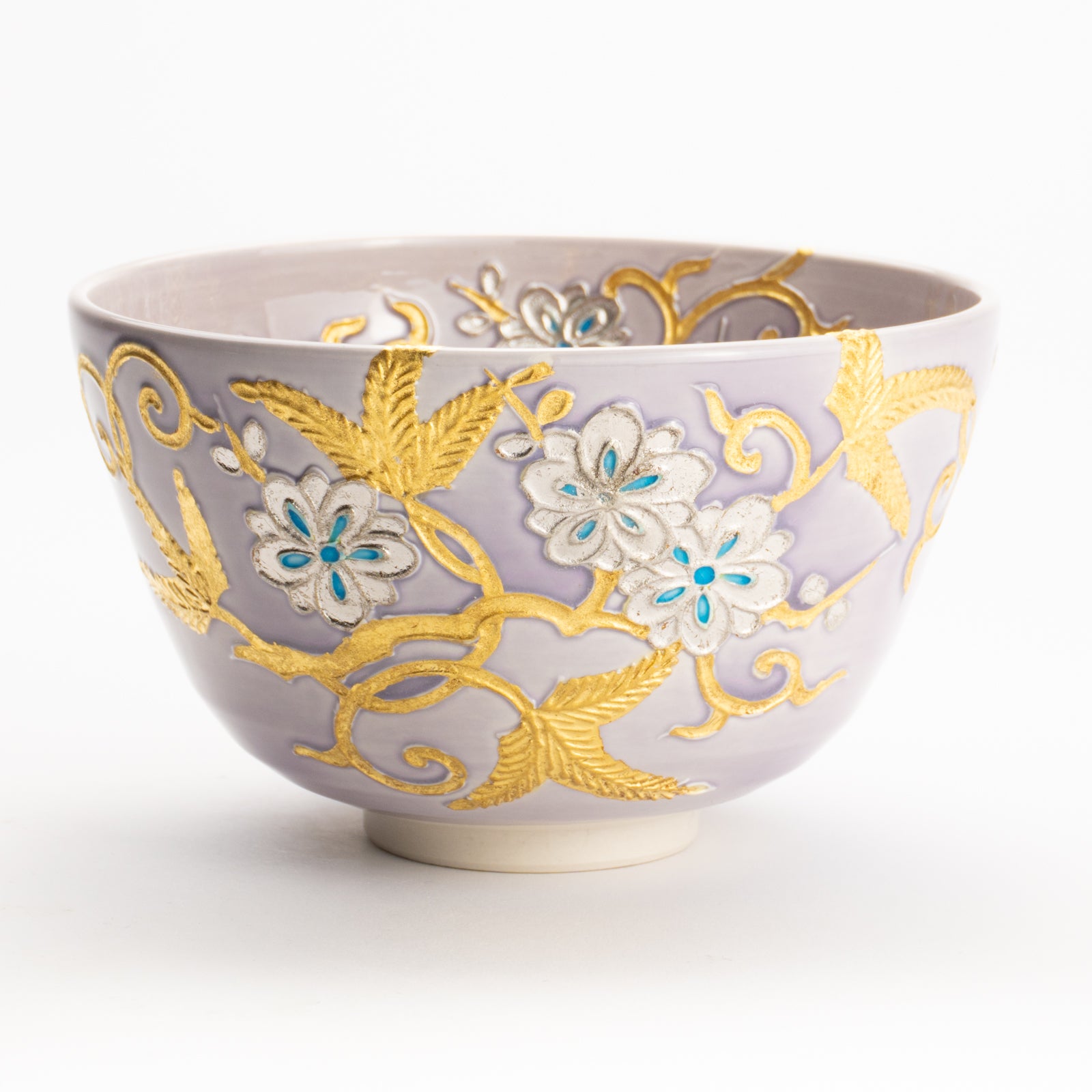 抹茶碗　紫交趾 唐草文様　一如 KOTOPOTTER