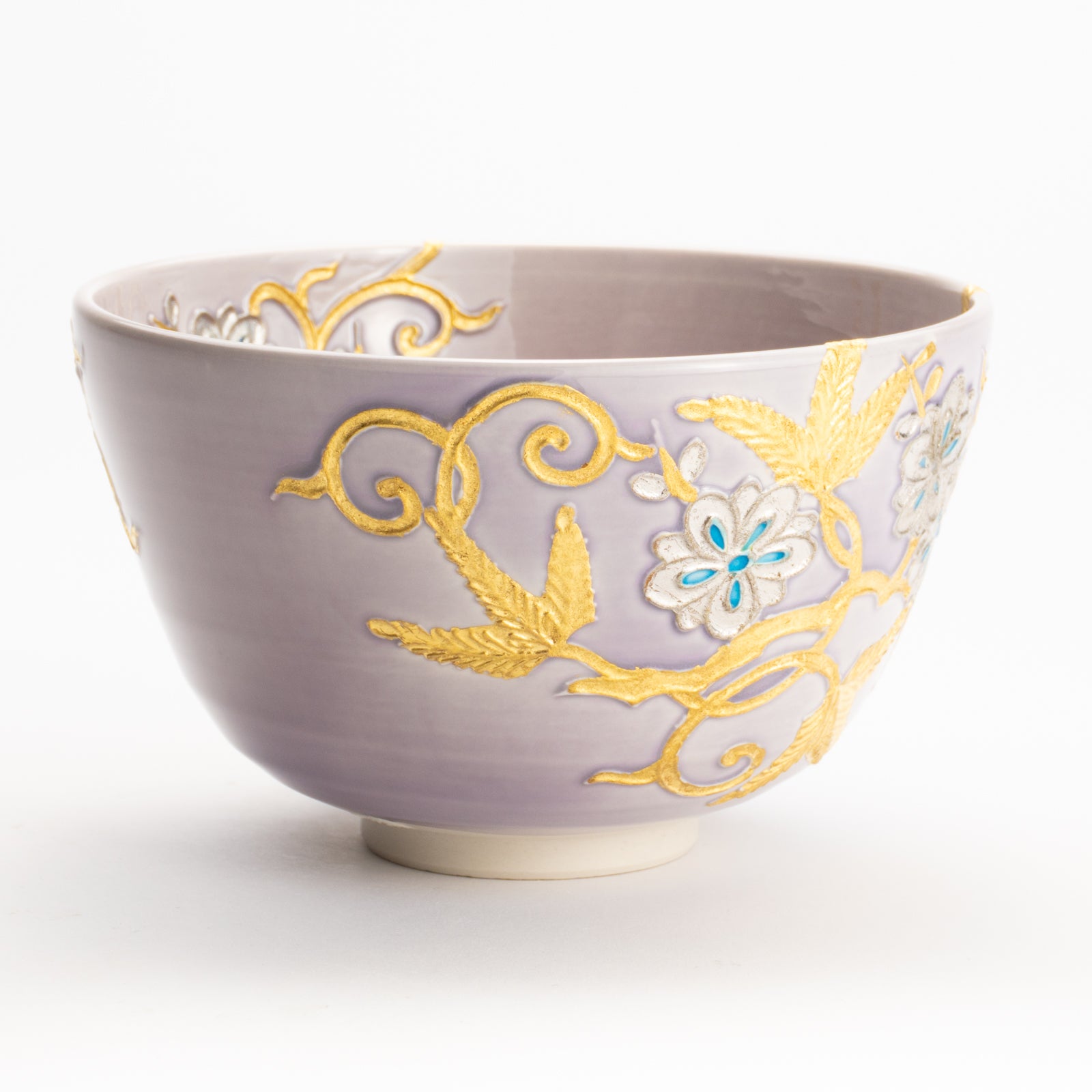 抹茶碗　紫交趾 唐草文様　一如 KOTOPOTTER