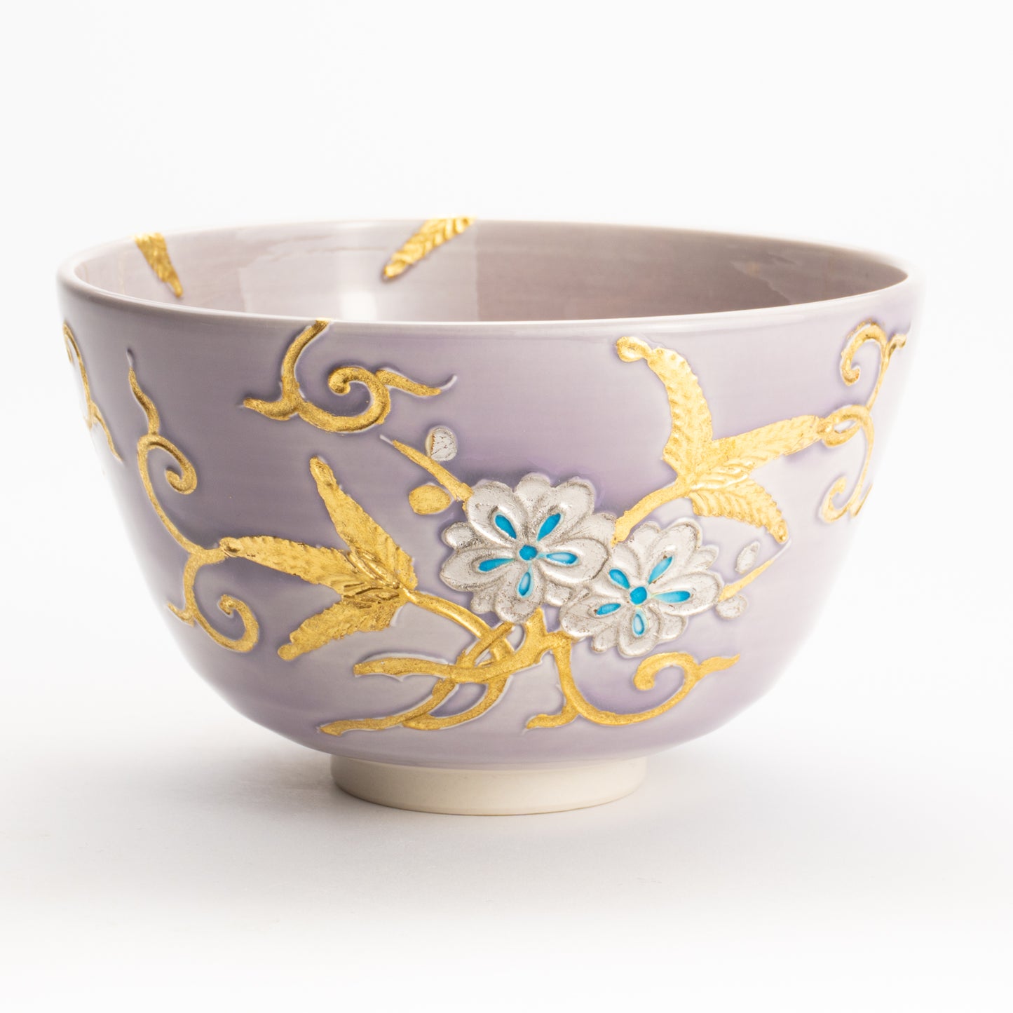 抹茶碗　紫交趾 唐草文様　一如 KOTOPOTTER