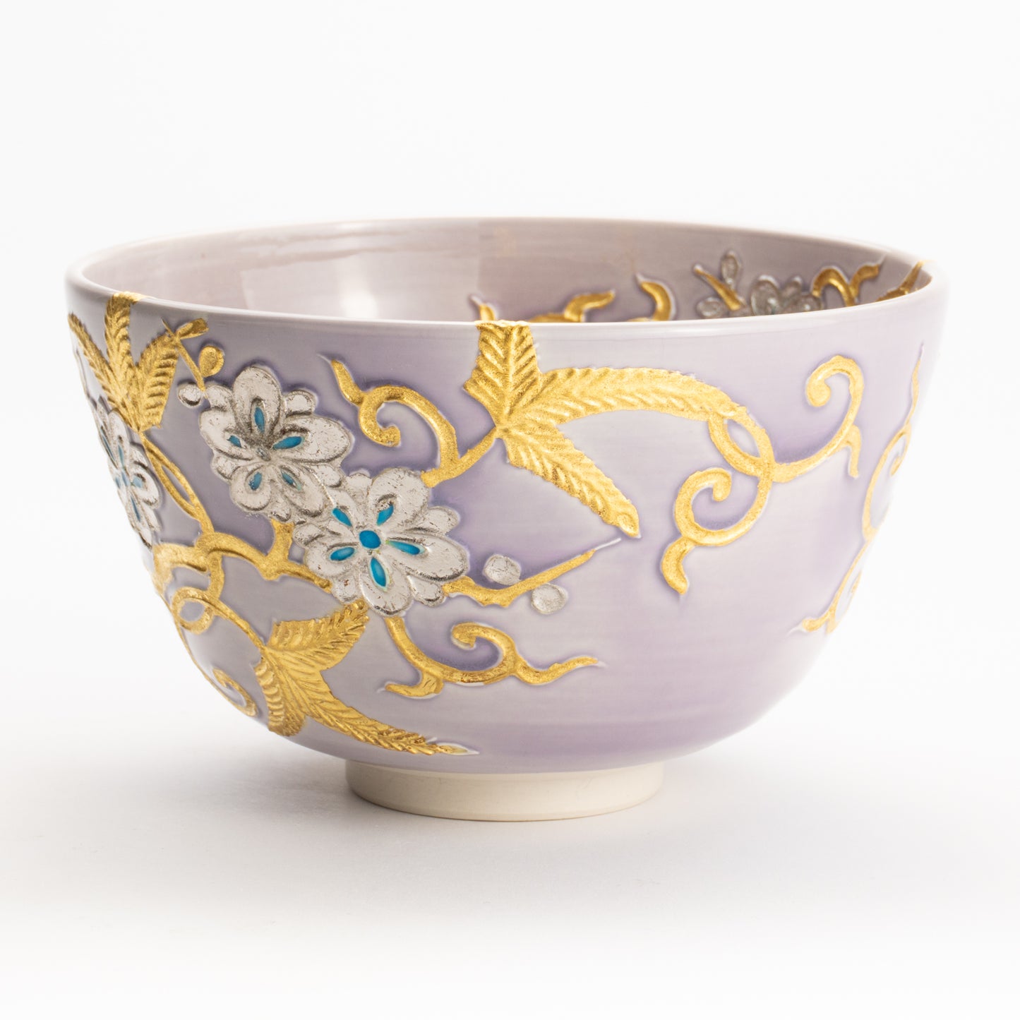 抹茶碗　紫交趾 唐草文様　一如 KOTOPOTTER