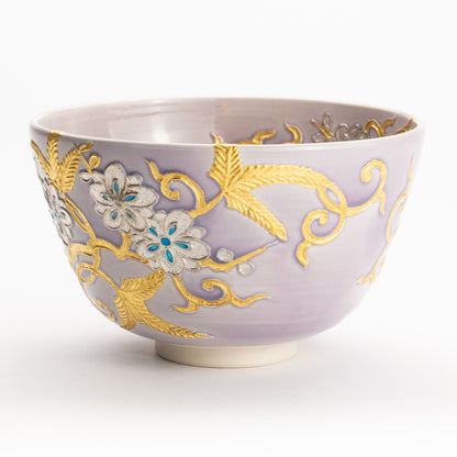 抹茶碗　紫交趾 唐草文様　一如 KOTOPOTTER