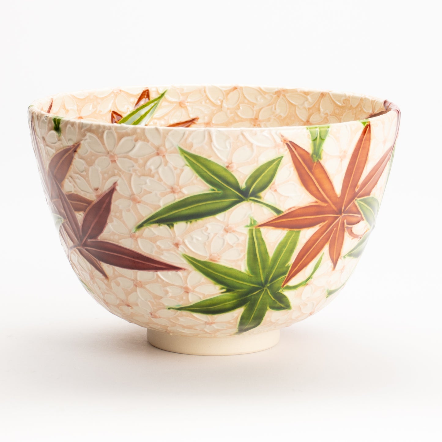 抹茶碗　淡桃交趾 雲錦詰　一如 KOTOPOTTER