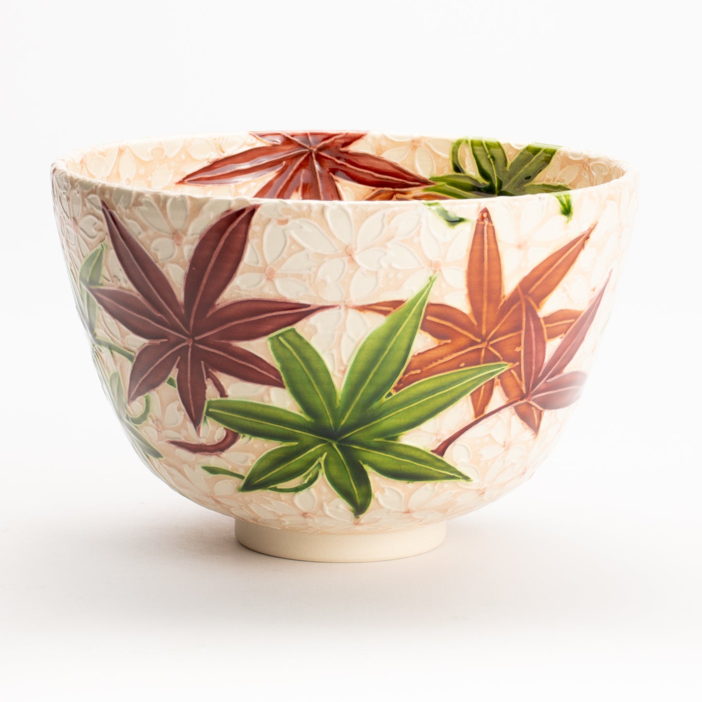 抹茶碗　淡桃交趾 雲錦詰　一如 KOTOPOTTER