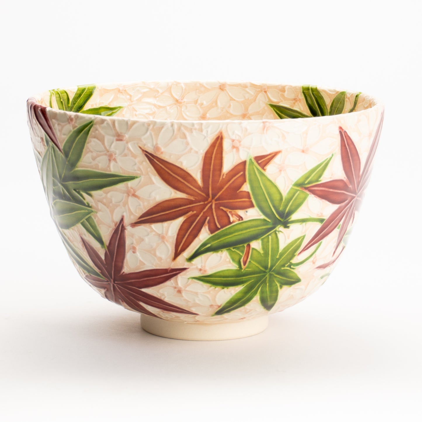 抹茶碗　淡桃交趾 雲錦詰　一如 KOTOPOTTER