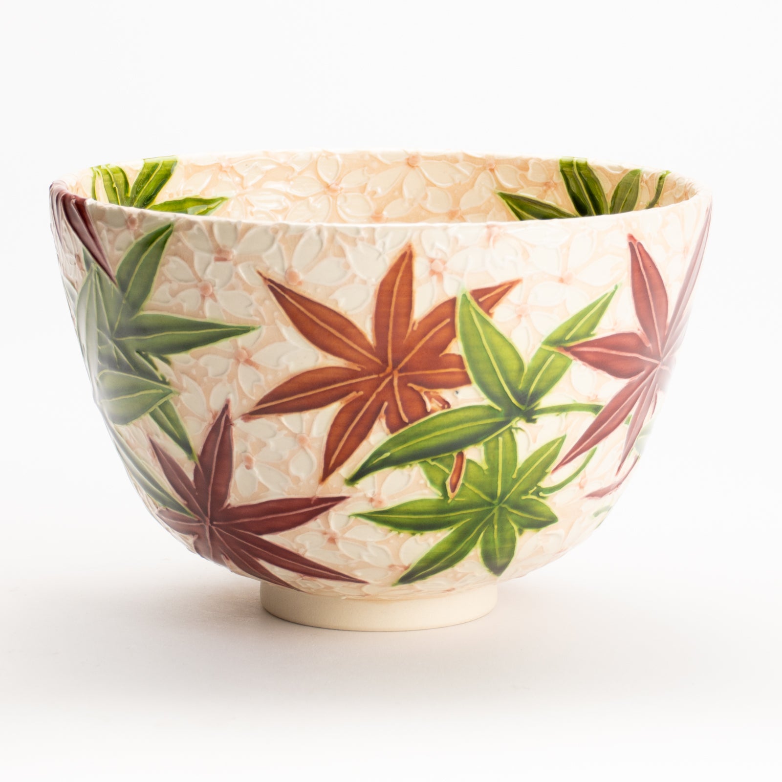 抹茶碗　淡桃交趾 雲錦詰　一如 KOTOPOTTER