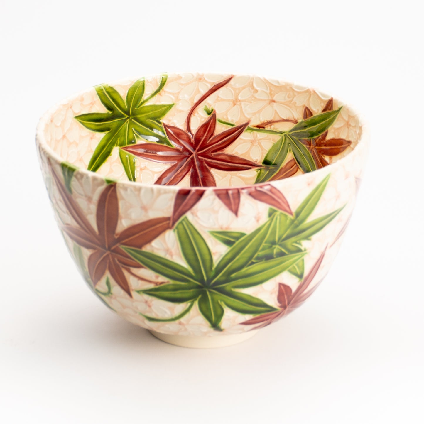 抹茶碗　淡桃交趾 雲錦詰　一如 KOTOPOTTER