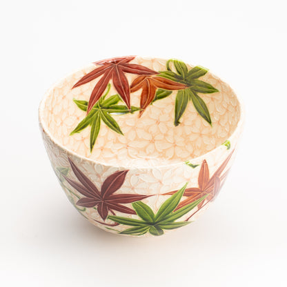 抹茶碗　淡桃交趾 雲錦詰　一如 KOTOPOTTER