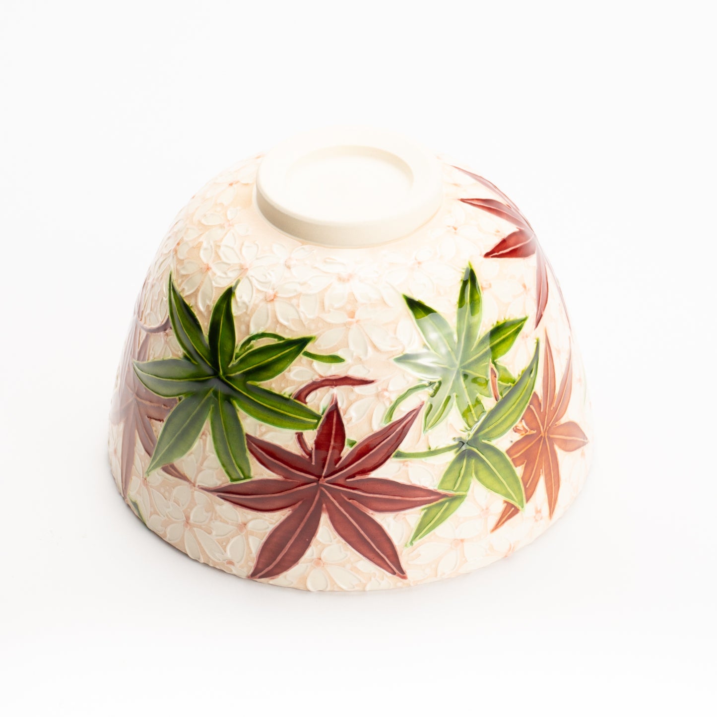 抹茶碗　淡桃交趾 雲錦詰　一如 KOTOPOTTER