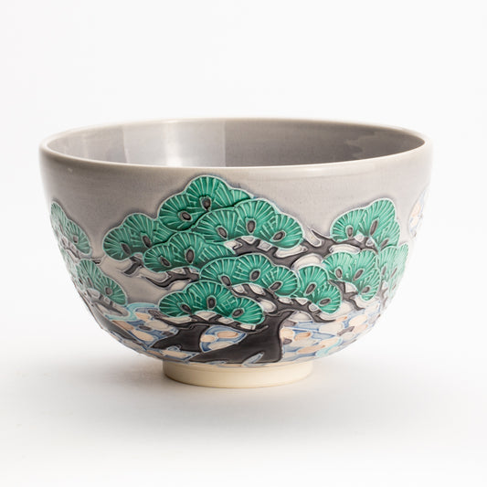 抹茶碗　松に流水文様　一如 KOTOPOTTER