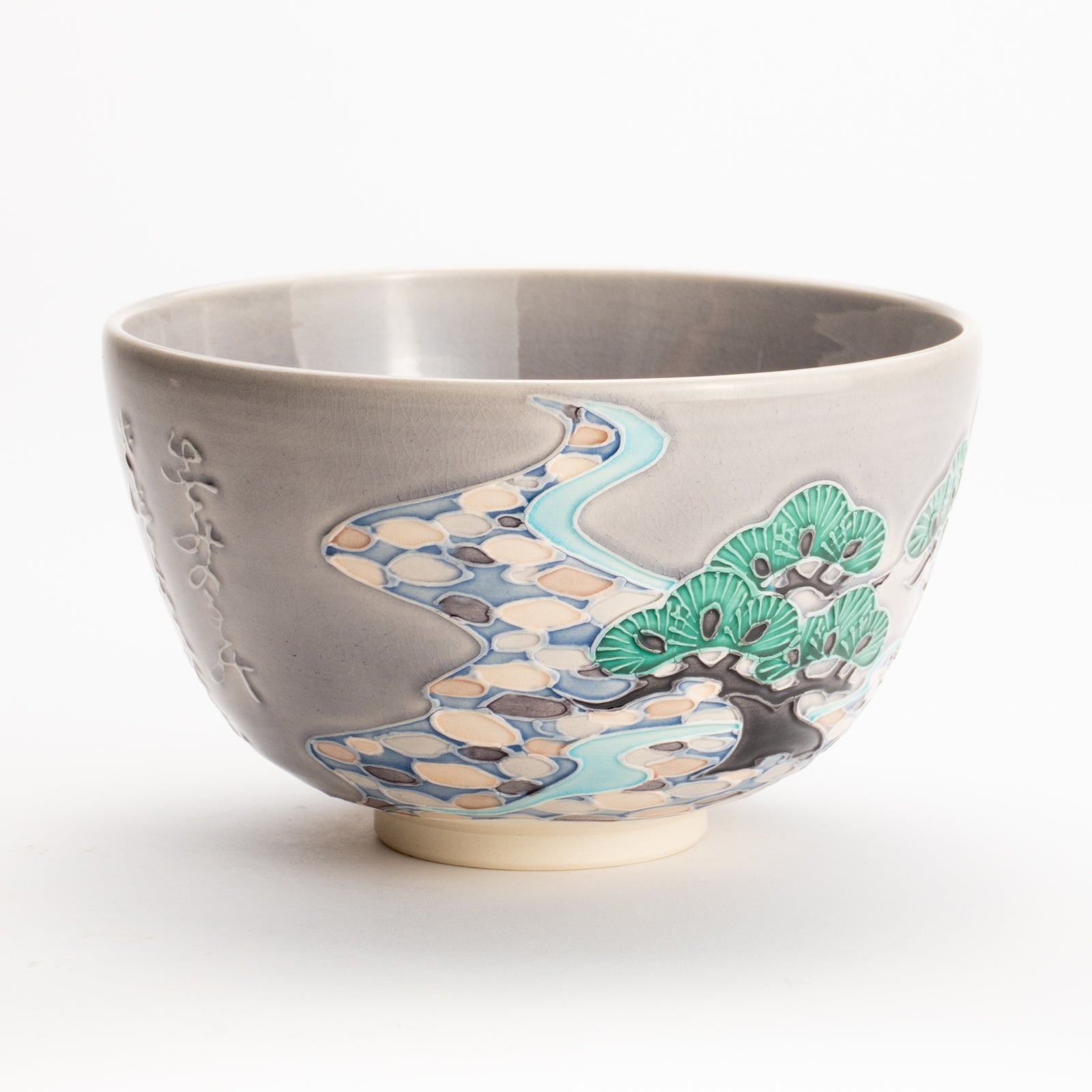 抹茶碗　松に流水文様　一如 KOTOPOTTER