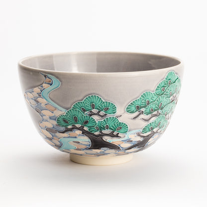 抹茶碗　松に流水文様　一如 KOTOPOTTER