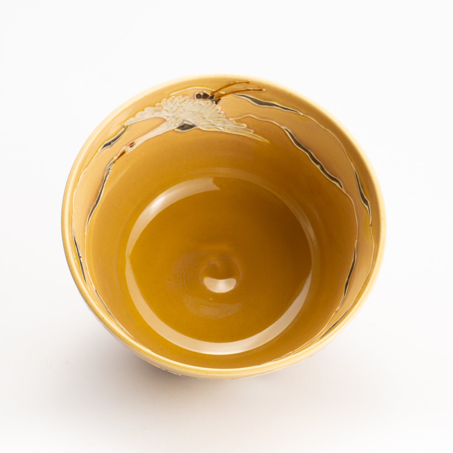 抹茶碗　朝焼けに鶴　一如 KOTOPOTTER