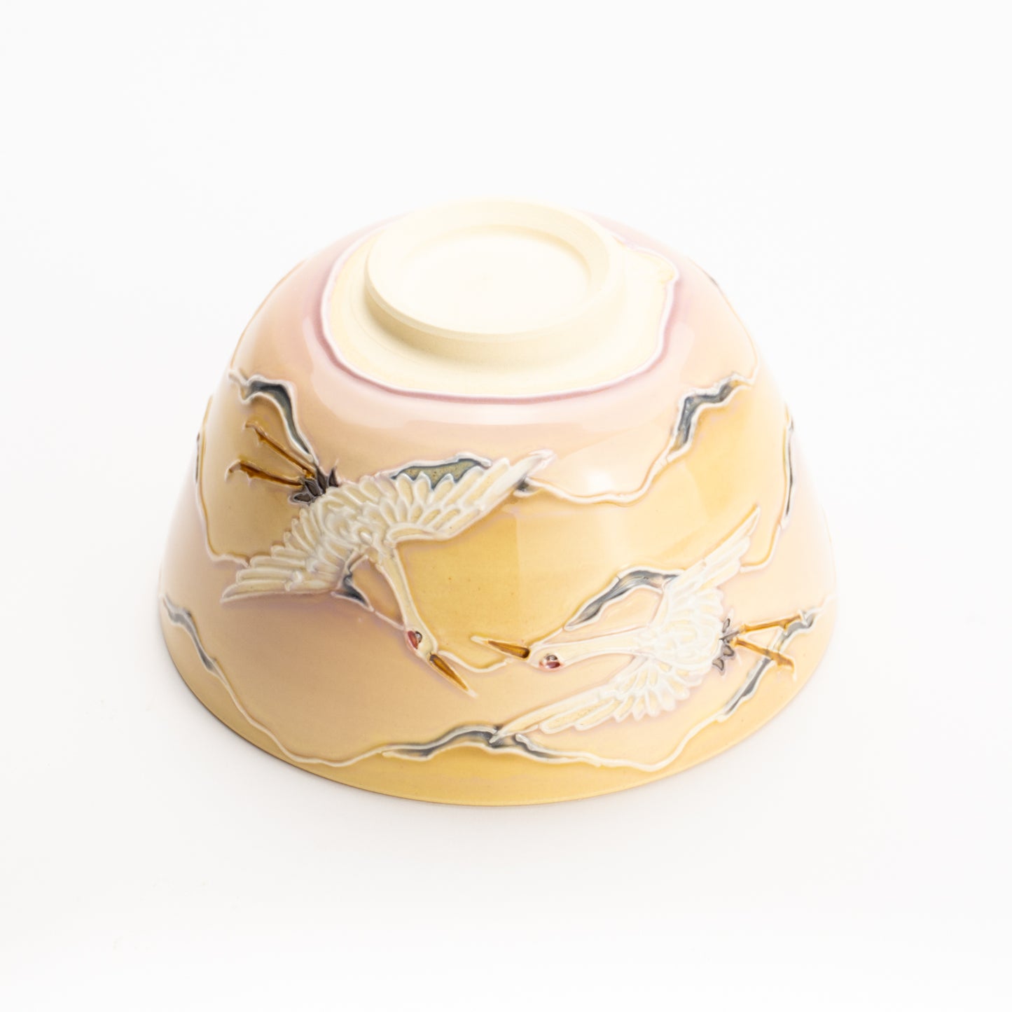 抹茶碗　朝焼けに鶴　一如 KOTOPOTTER