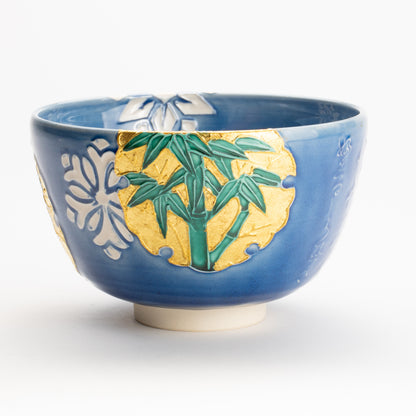 抹茶碗　四季草花雪輪紋　一如 KOTOPOTTER