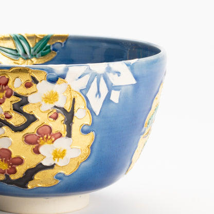 抹茶碗　四季草花雪輪紋　一如 KOTOPOTTER