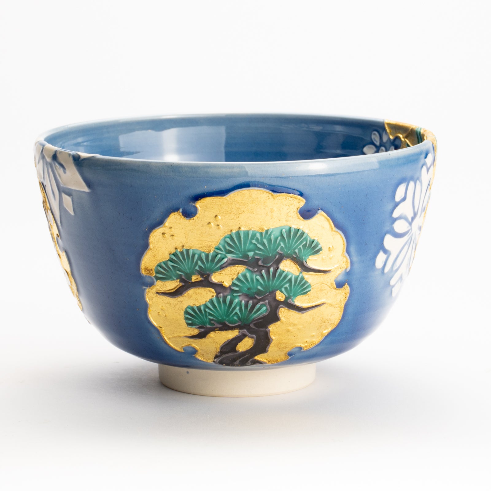 抹茶碗　四季草花雪輪紋　一如 KOTOPOTTER