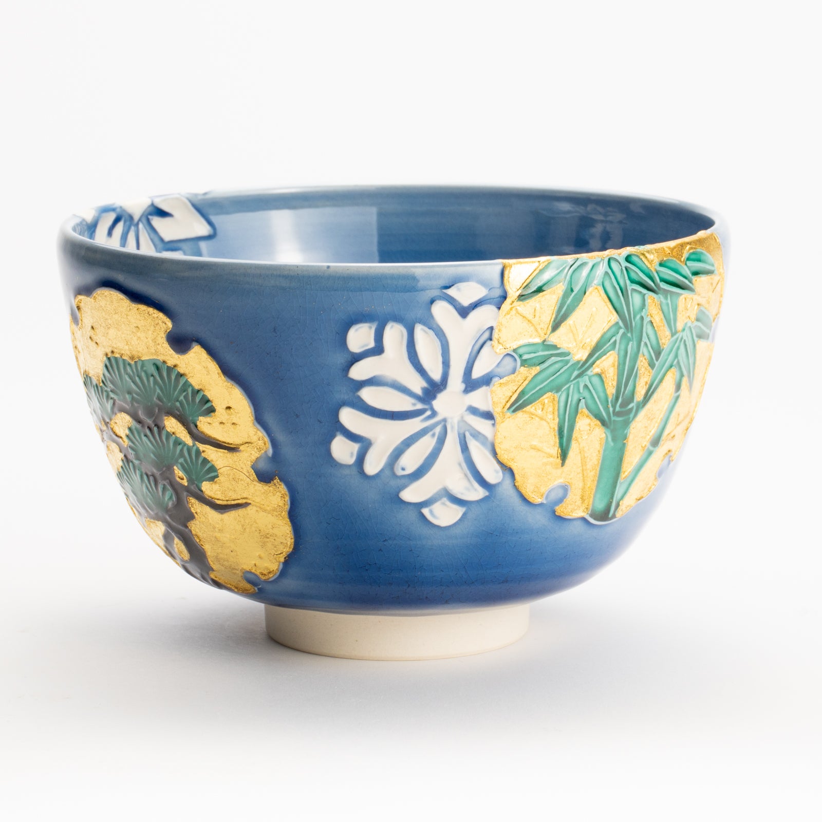 抹茶碗　四季草花雪輪紋　一如 KOTOPOTTER