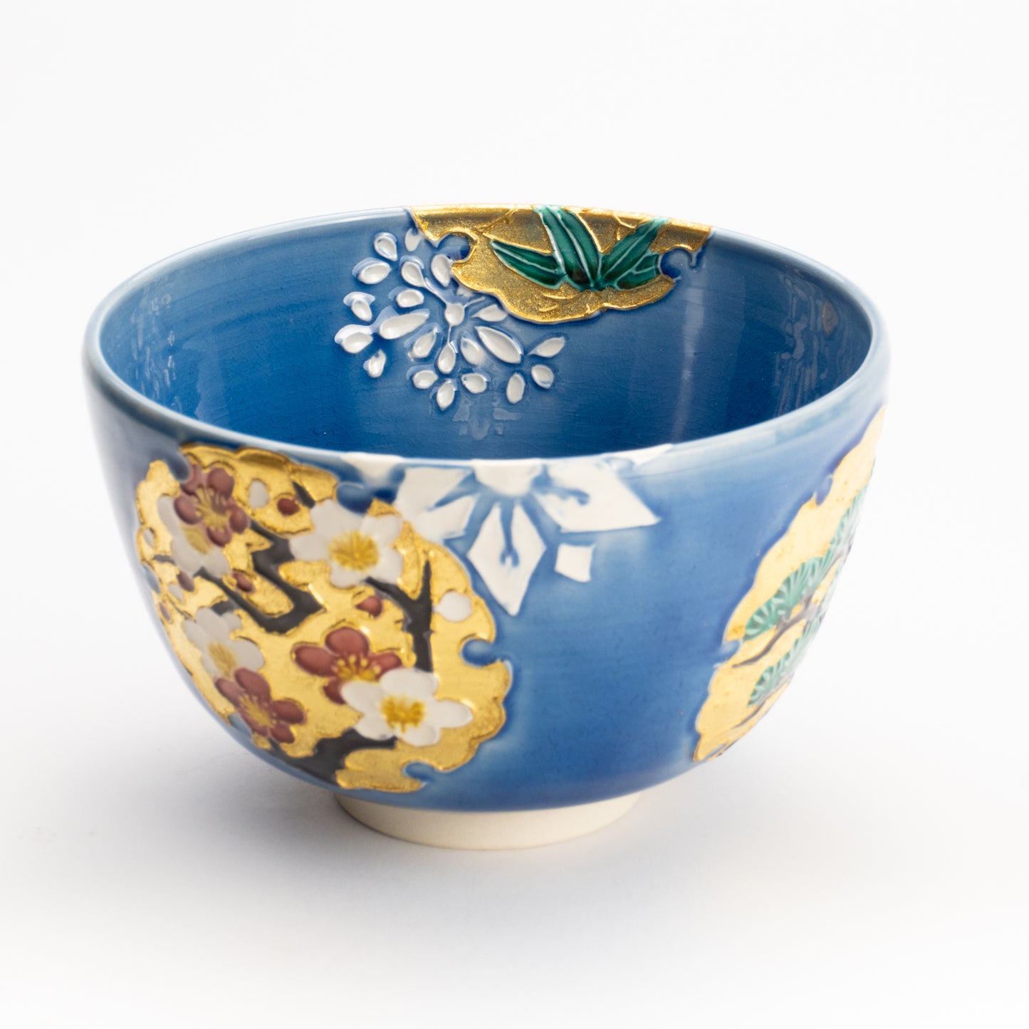 抹茶碗　四季草花雪輪紋　一如 KOTOPOTTER