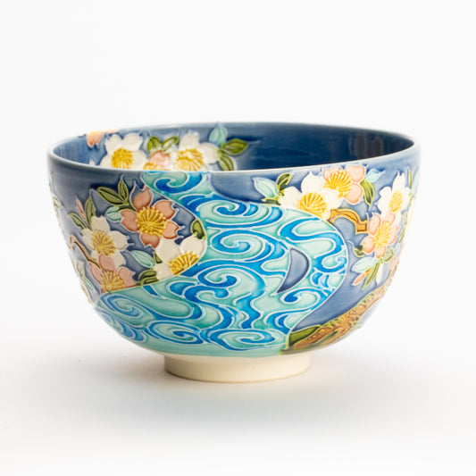 抹茶碗　四季草花雪輪紋　一如 (コピー) KOTOPOTTER